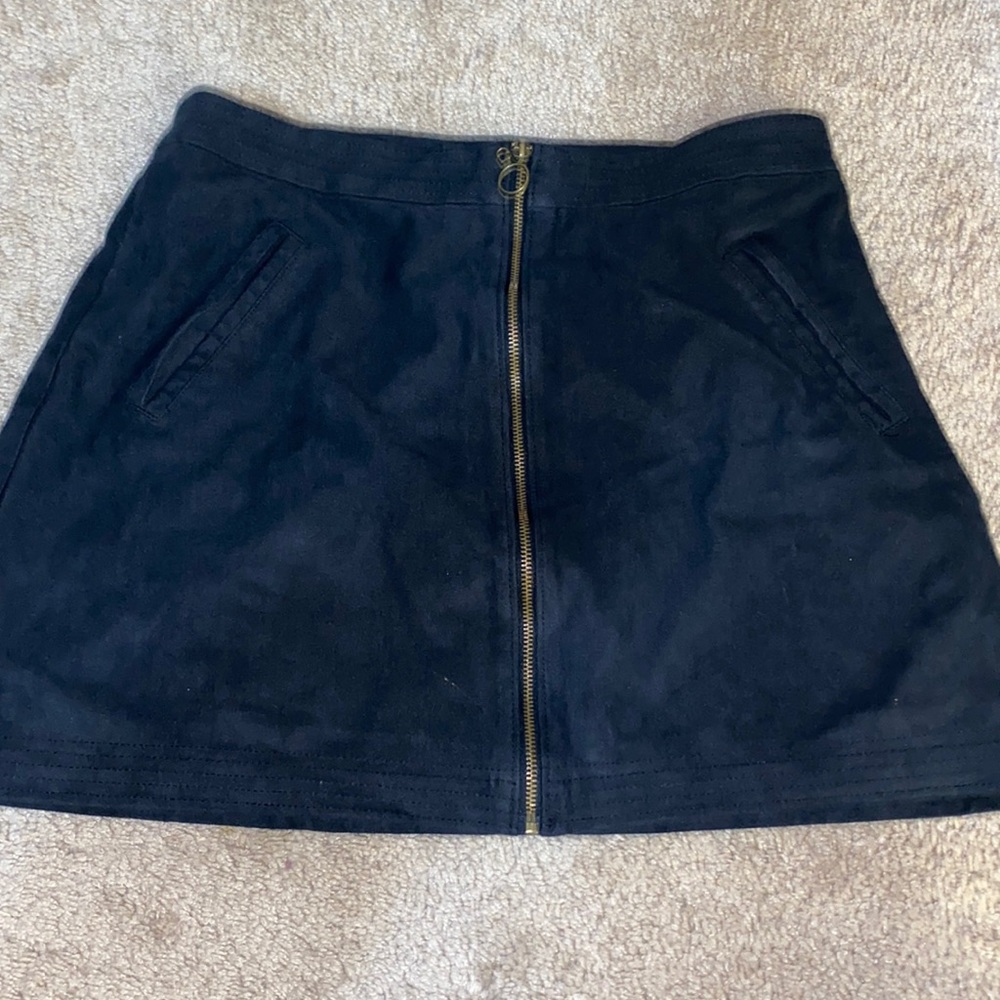 navy blue suede circle skirt